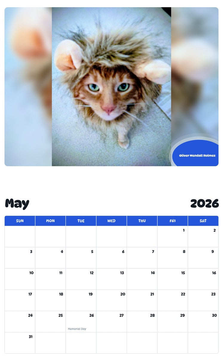2026 - 2027 Oliver Wendall Holmes - Pawidols Pet Calendar