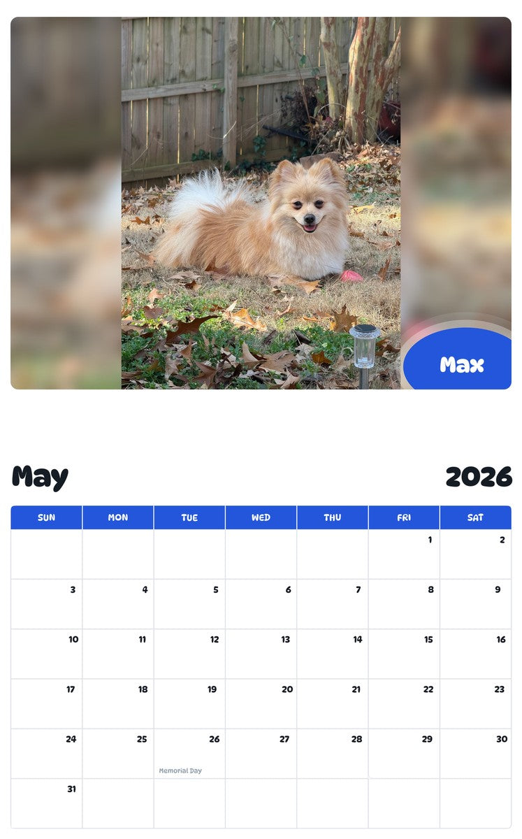 2026 - 2027 Max - Pawidols Pet Calendar