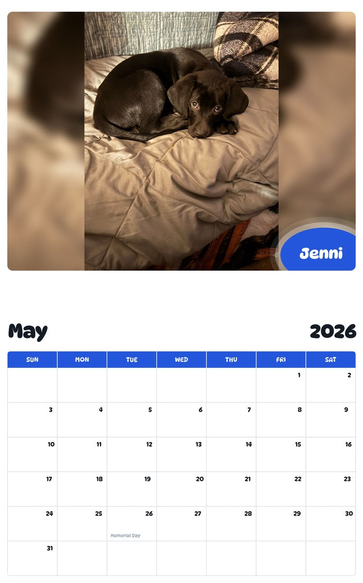 2026 - 2027 Jenni - Pawidols Pet Calendar