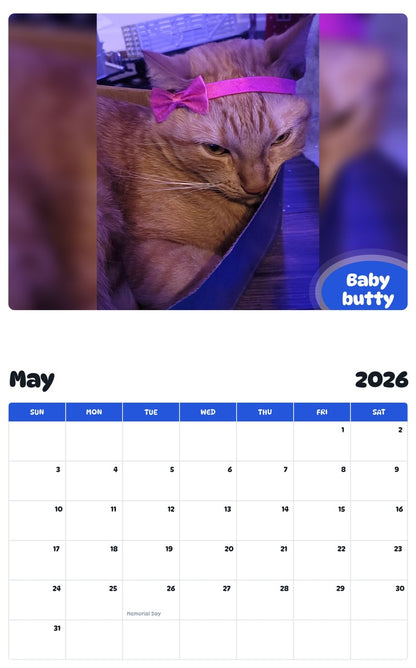 2026 - 2027 Baby butty - Pawidols Pet Calendar