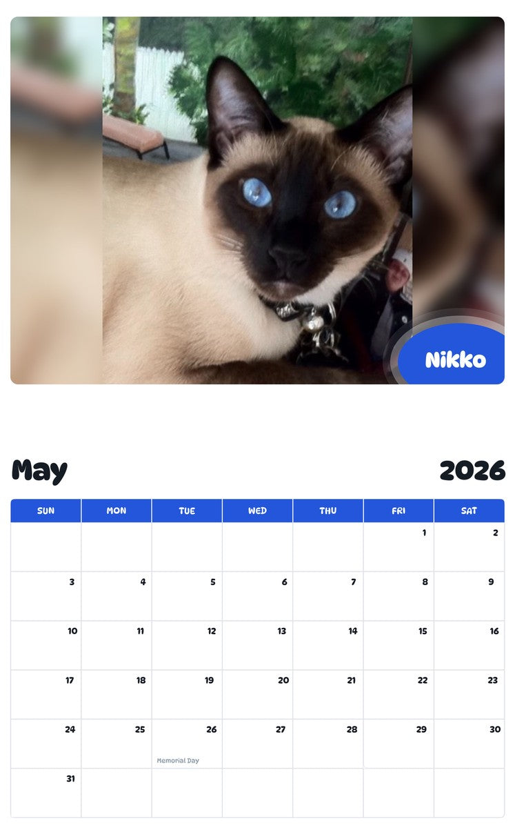2026 - 2027 Nikko - Pawidols Pet Calendar