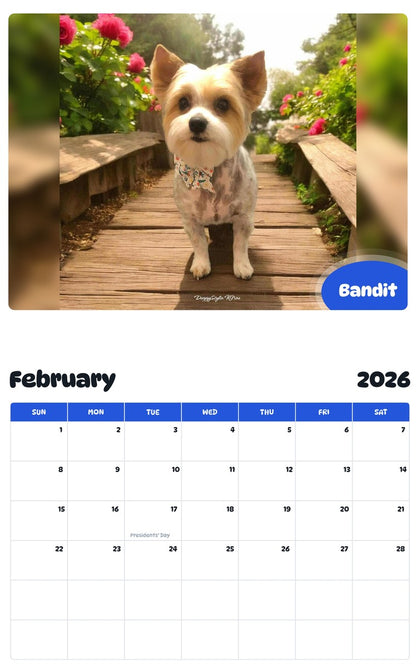 October 2025 - September 2026 Bandit - Pawidols Pet Calendar
