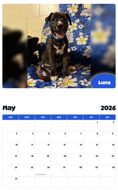 2026 - 2027 Luna - Pawidols Pet Calendar