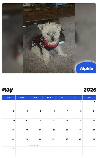 2026 - 2027 Alphie - Pawidols Pet Calendar
