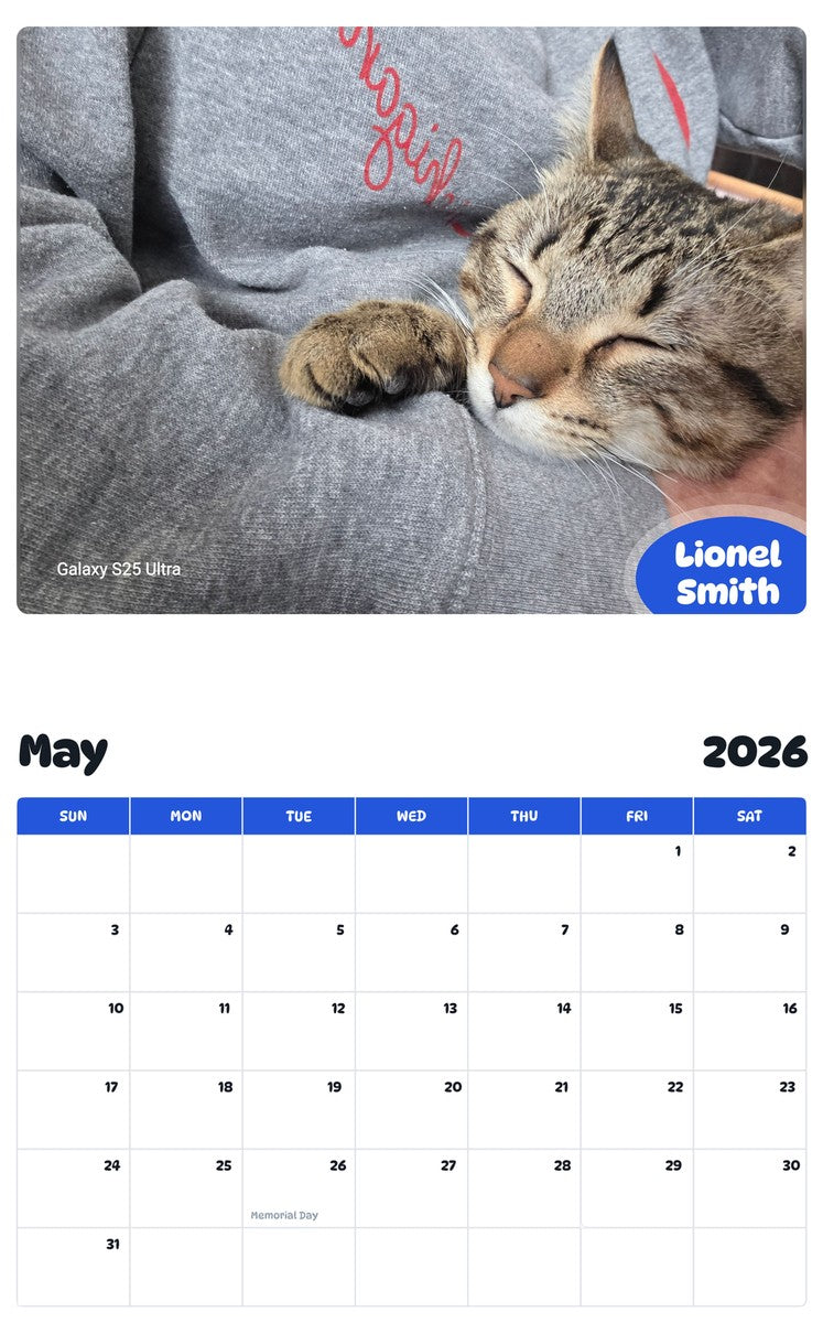 2026 - 2027 Lionel Smith - Pawidols Pet Calendar