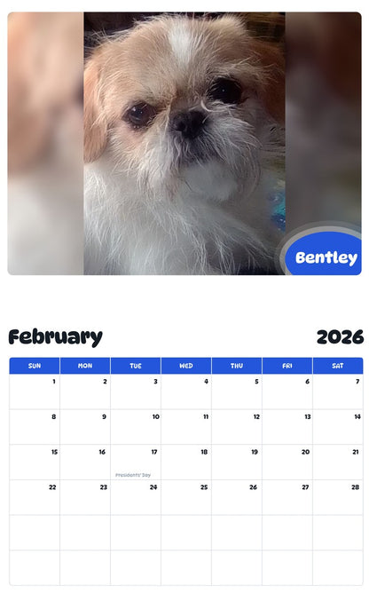 October 2025 - September 2026 Bentley - Pawidols Pet Calendar
