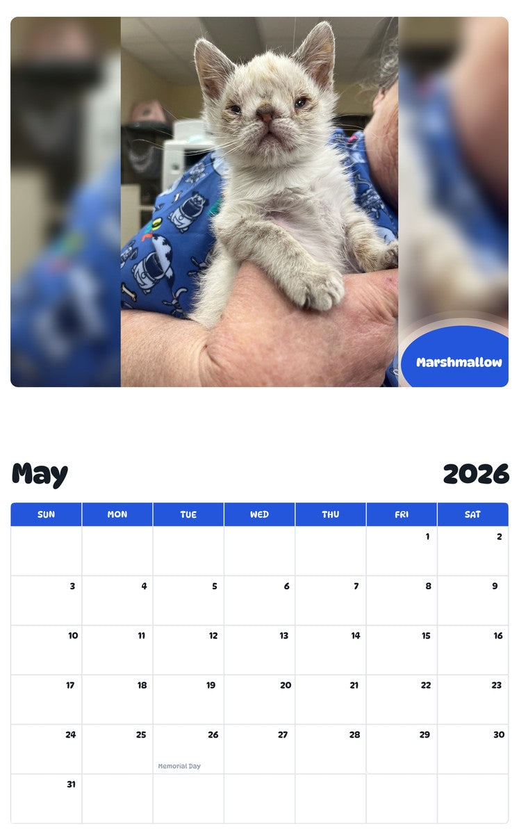 2026 - 2027 Marshmallow - Pawidols Pet Calendar