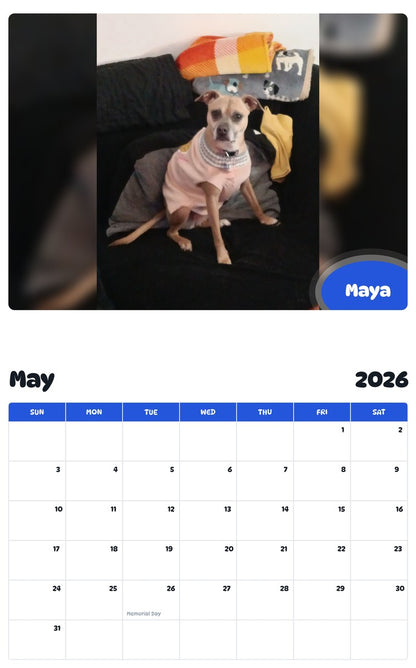 2026 - 2027 Maya - Pawidols Pet Calendar