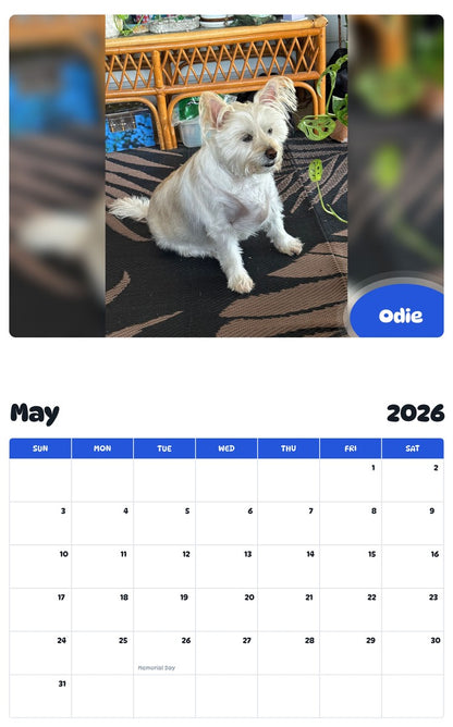2026 - 2027 Odie - Pawidols Pet Calendar