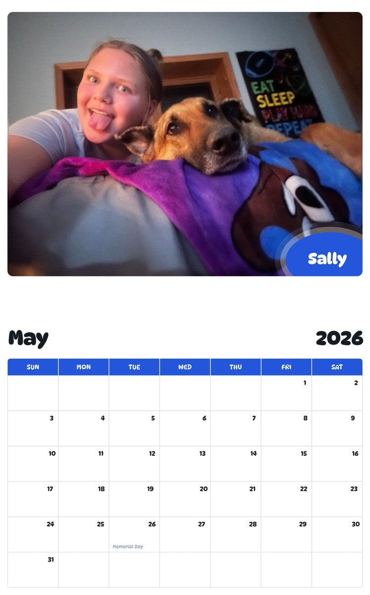 2026 - 2027 Sally - Pawidols Pet Calendar