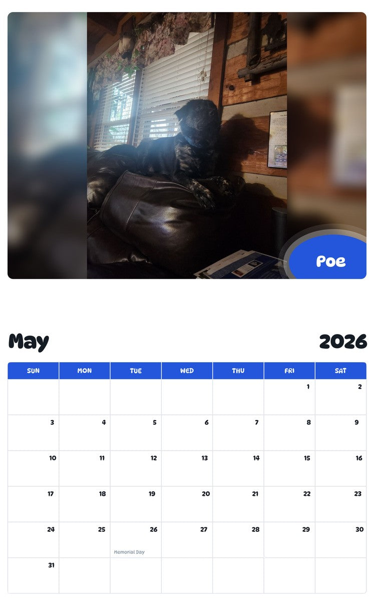 2026 - 2027 Poe - Pawidols Pet Calendar