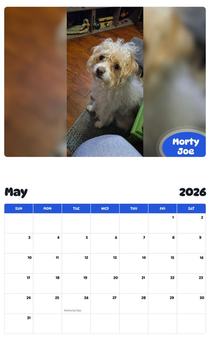 2026 - 2027 Morty Joe - Pawidols Pet Calendar
