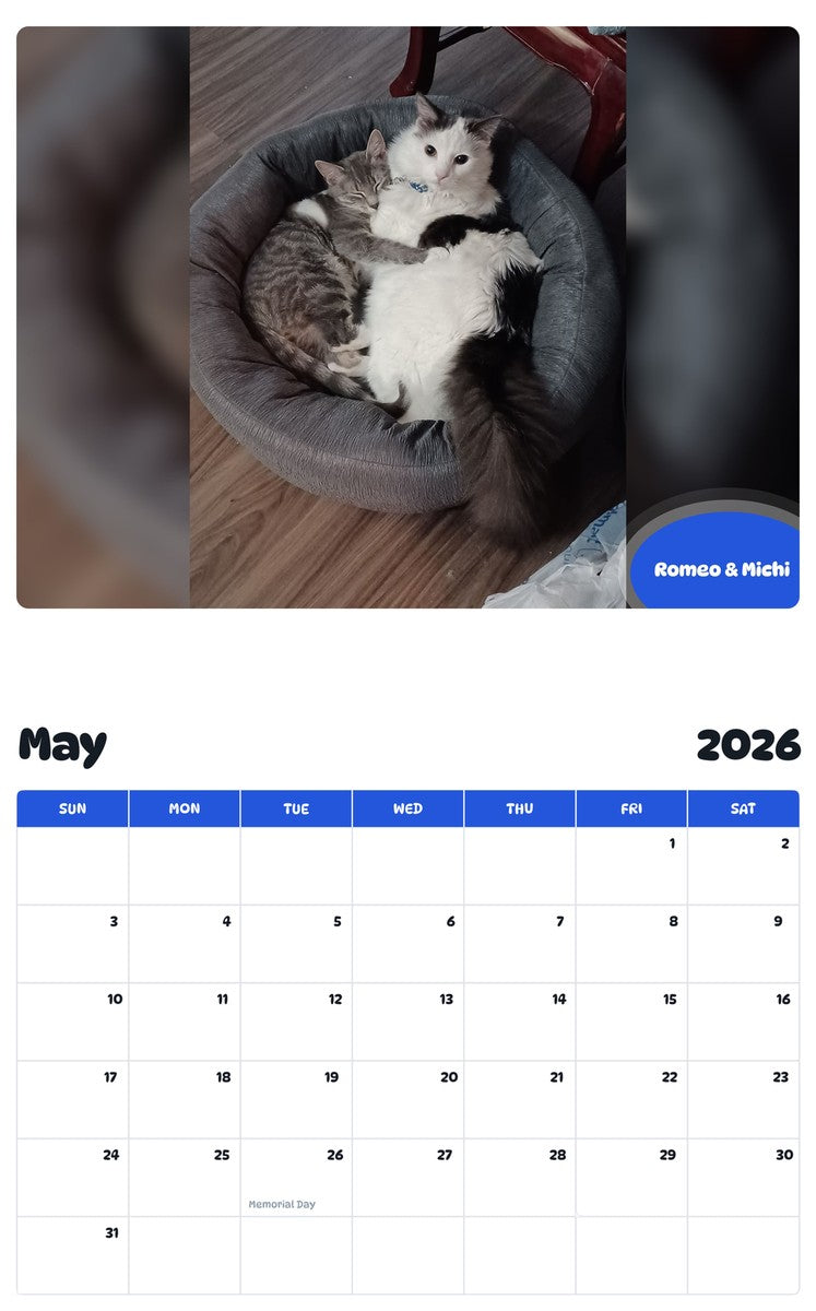 2026 - 2027 Romeo & Michi - Pawidols Pet Calendar
