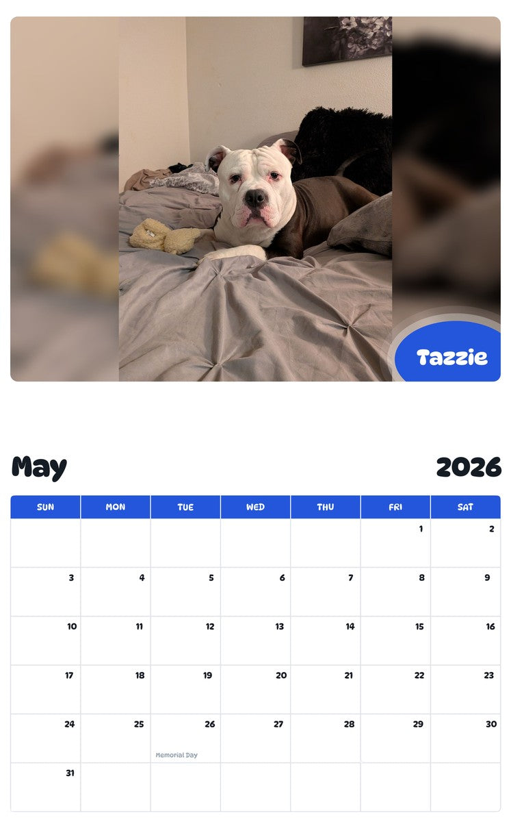 2026 - 2027 Tazzie - Pawidols Pet Calendar
