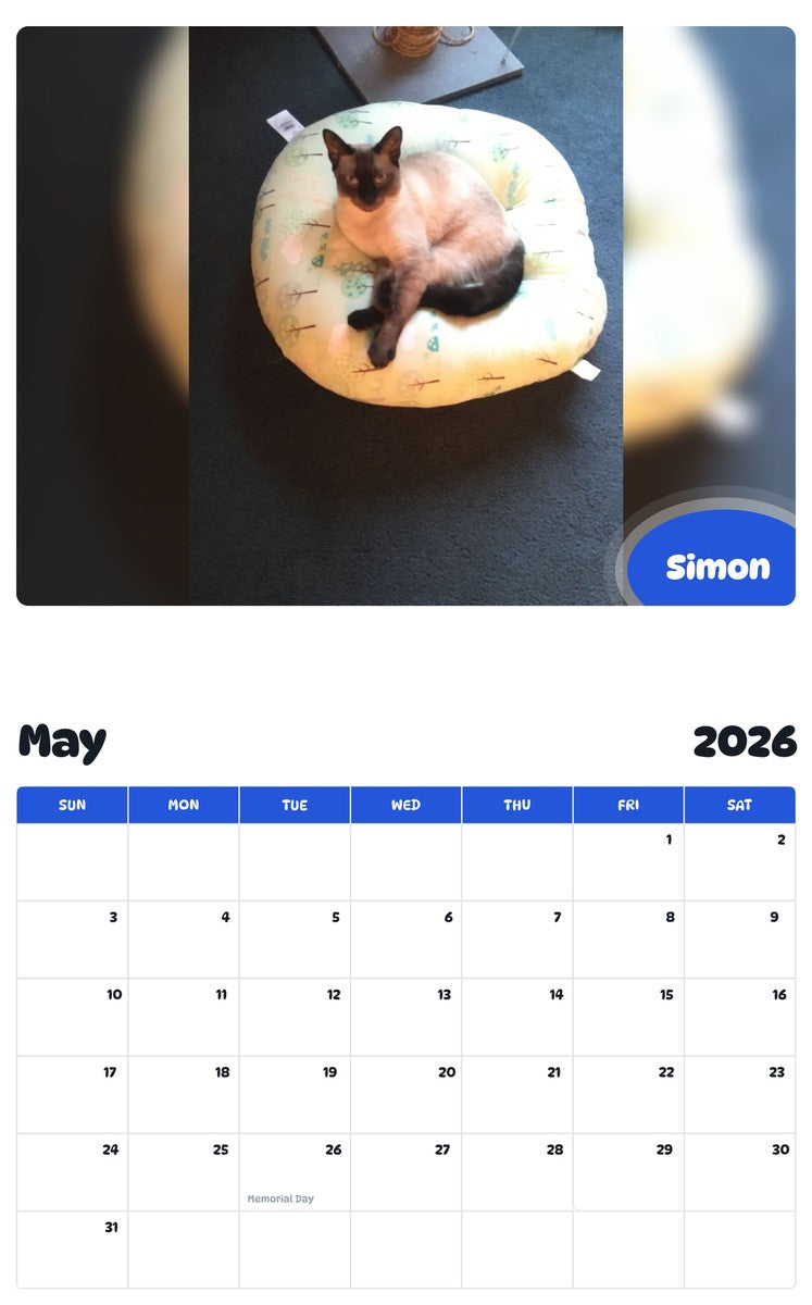2026 - 2027 Simon - Pawidols Pet Calendar