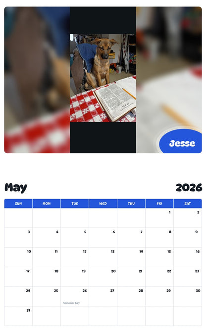 2026 - 2027 Jesse - Pawidols Pet Calendar