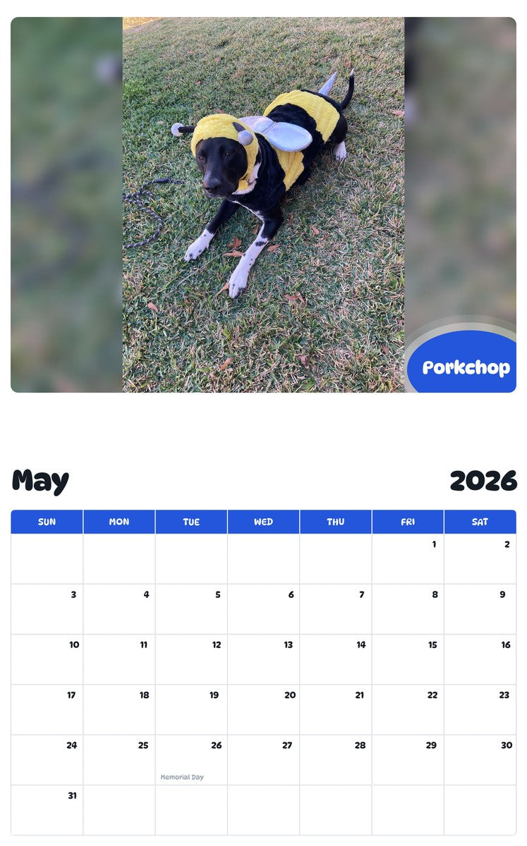 2026 - 2027 Porkchop - Pawidols Pet Calendar