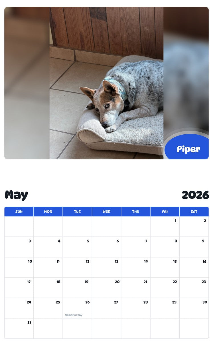 2026 - 2027 Piper - Pawidols Pet Calendar