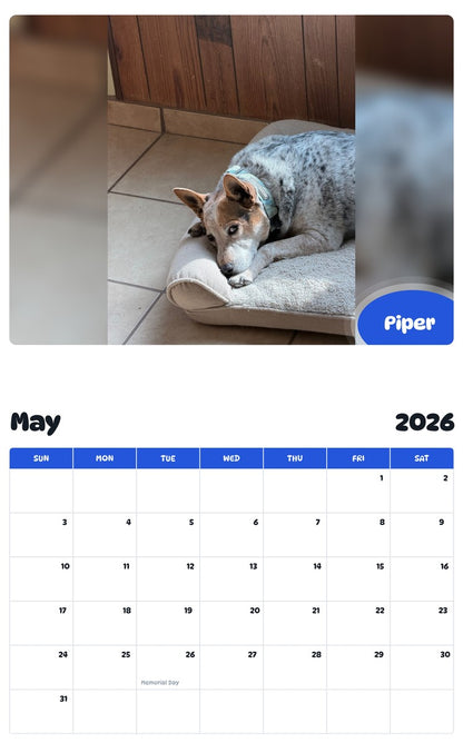 2026 - 2027 Piper - Pawidols Pet Calendar