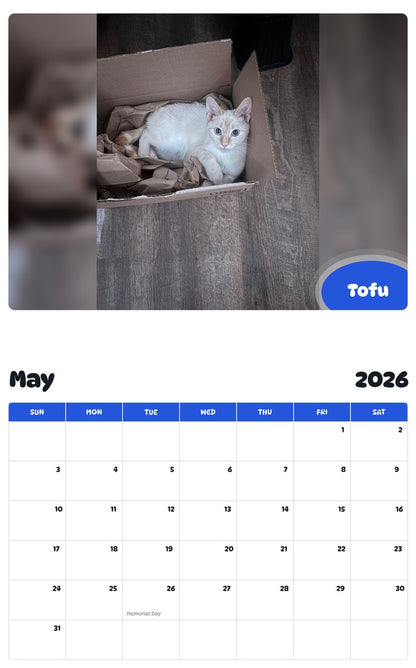2026 - 2027 Tofu - Pawidols Pet Calendar