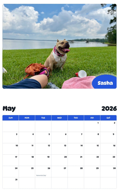 2026 - 2027 Sasha - Pawidols Pet Calendar