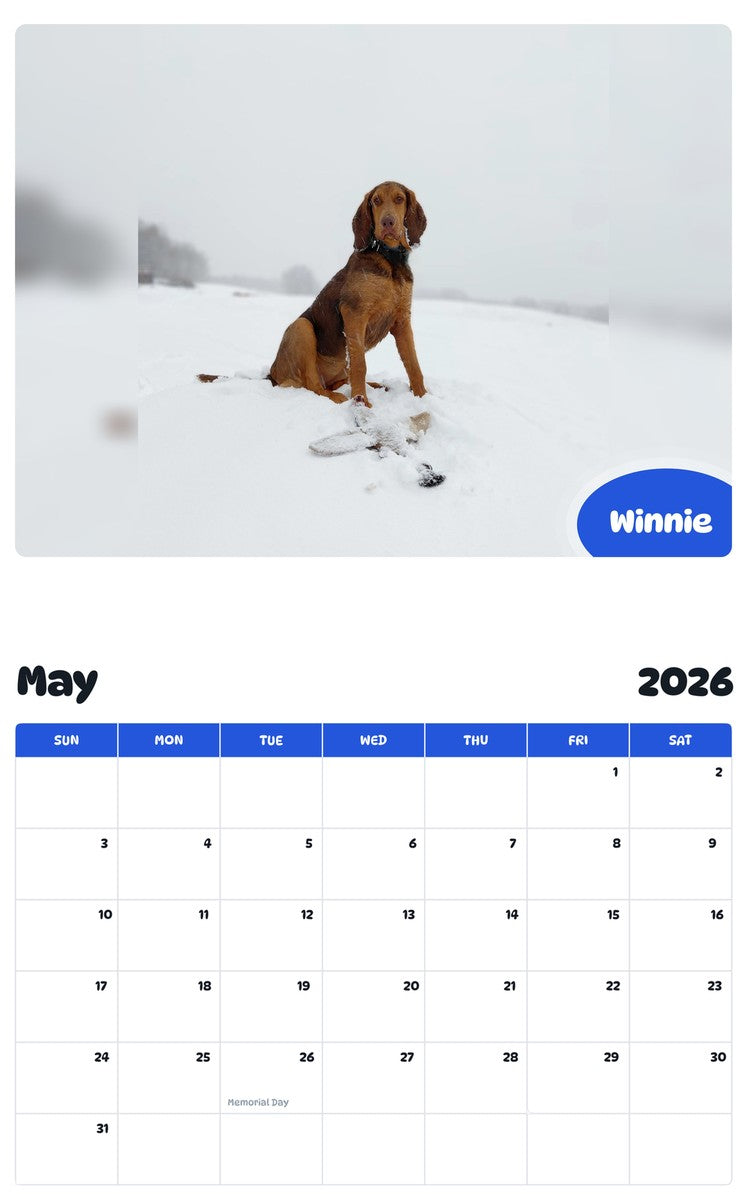 2026 - 2027 Winnie - Pawidols Pet Calendar