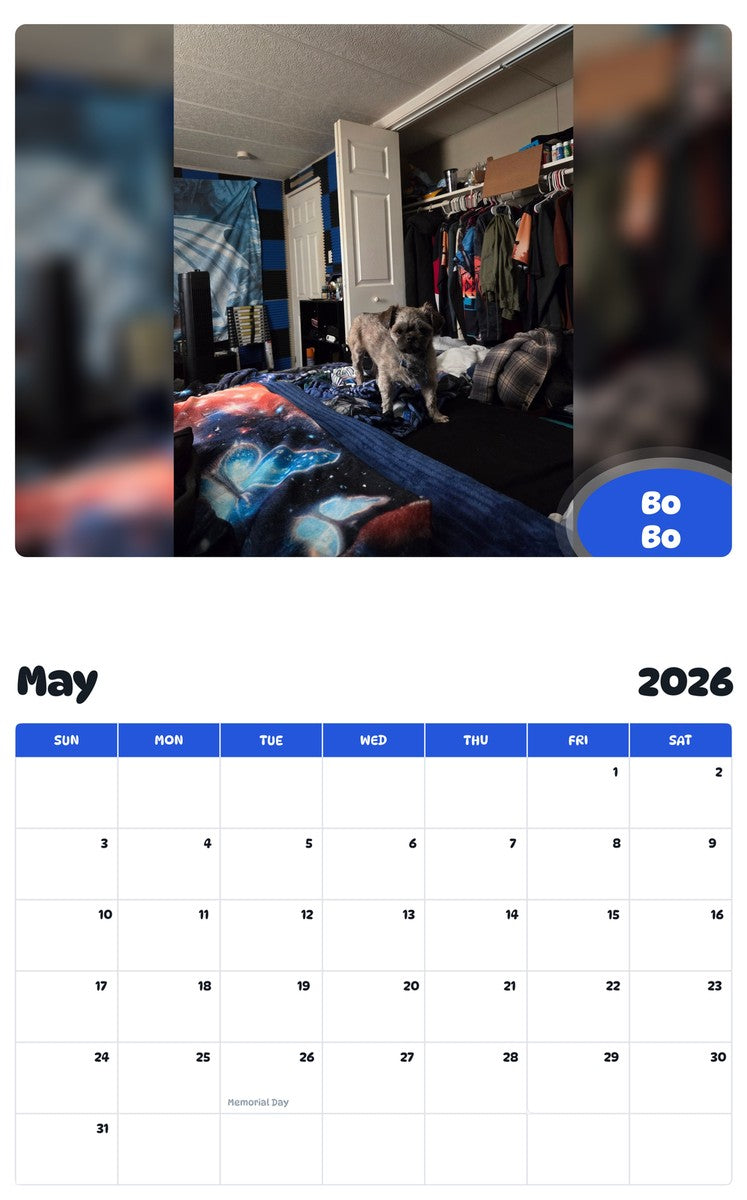2026 - 2027 Bo Bo - Pawidols Pet Calendar