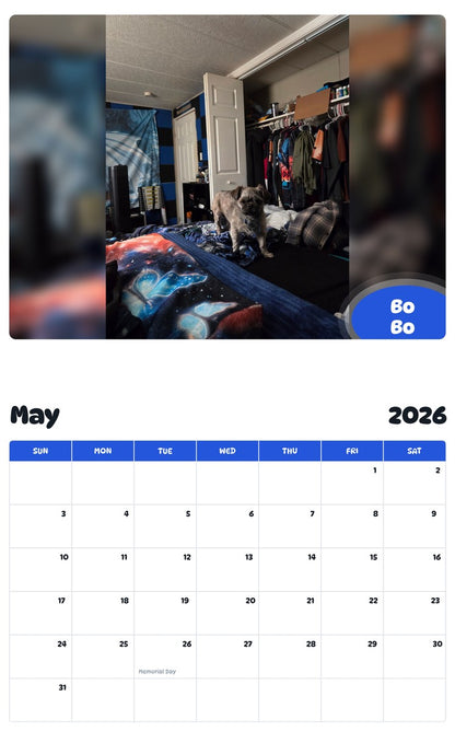 2026 - 2027 Bo Bo - Pawidols Pet Calendar