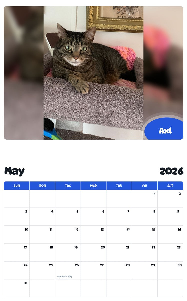 2026 - 2027 Axl - Pawidols Pet Calendar