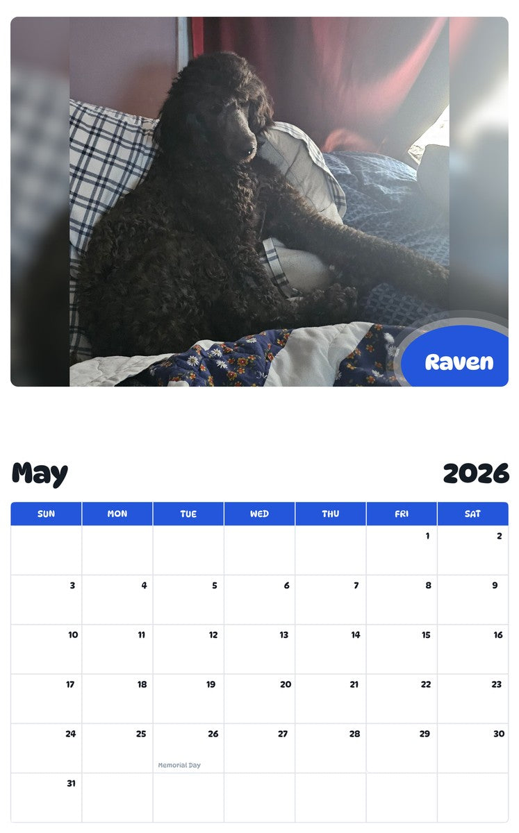 2026 - 2027 Raven - Pawidols Pet Calendar