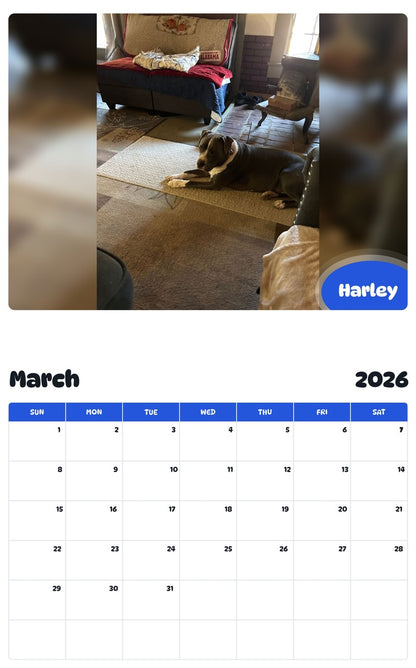 November 2025 - October 2026 Harley - Pawidols Pet Calendar