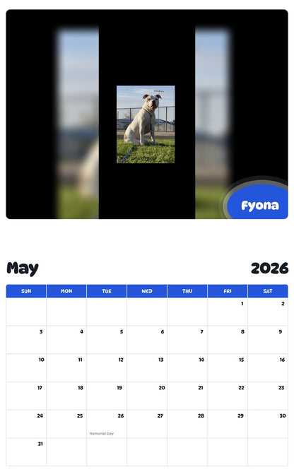 2026 - 2027 Fyona - Pawidols Pet Calendar