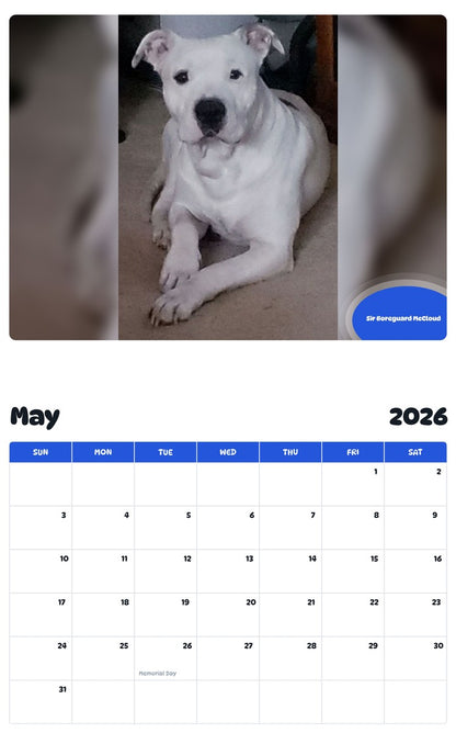 2026 - 2027 Sir Boreguard McCloud - Pawidols Pet Calendar