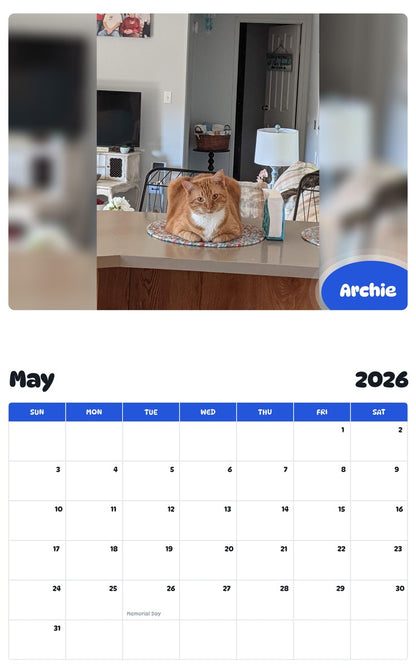 2026 - 2027 Archie - Pawidols Pet Calendar