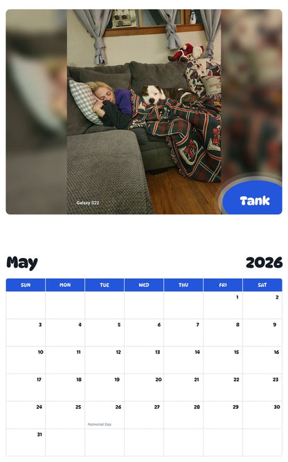 2026 - 2027 Tank - Pawidols Pet Calendar