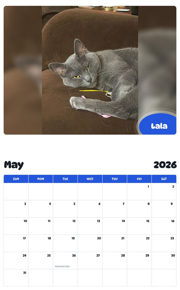 2026 - 2027 Lala - Pawidols Pet Calendar