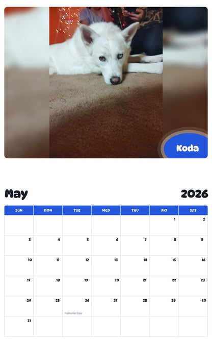 2026 - 2027 Koda - Pawidols Pet Calendar