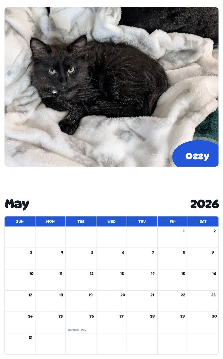 2026 - 2027 Ozzy - Pawidols Pet Calendar