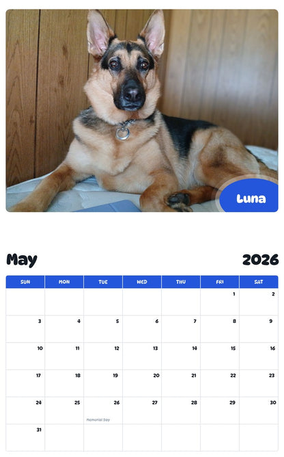 2026 - 2027 Luna - Pawidols Pet Calendar