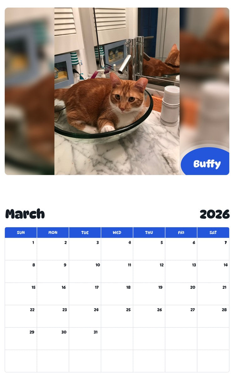 November 2025 - October 2026 Buffy - Pawidols Pet Calendar