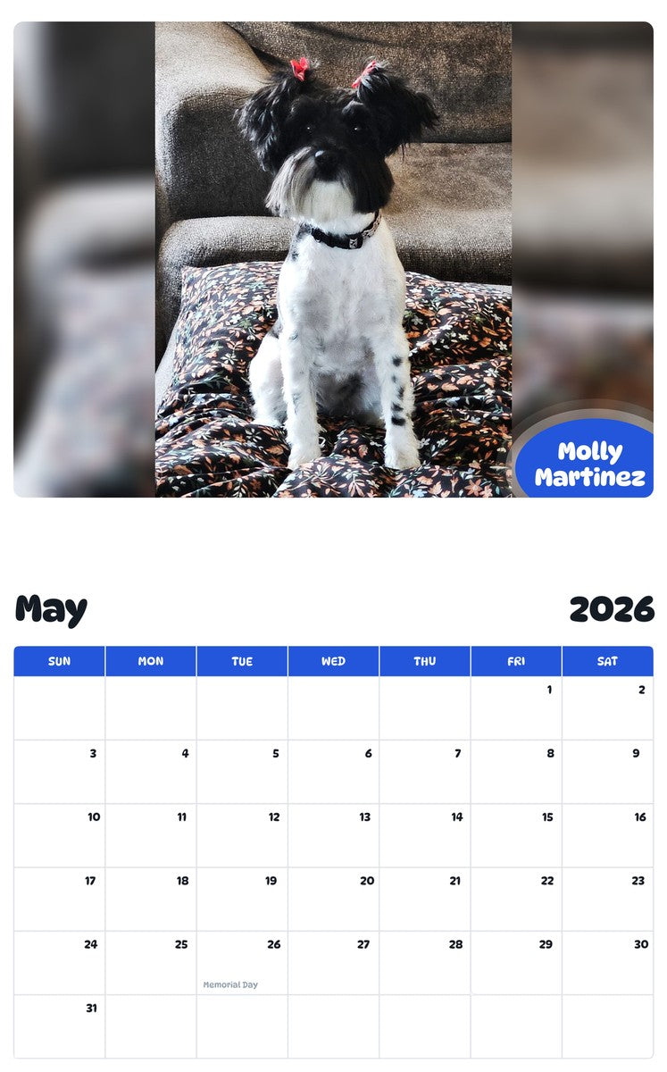 2026 - 2027 Molly Martinez - Pawidols Pet Calendar