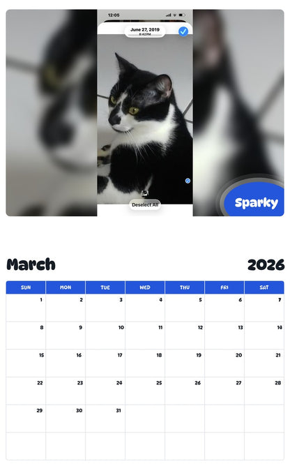November 2025 - October 2026 Sparky - Pawidols Pet Calendar