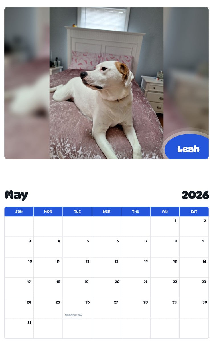 2026 - 2027 Leah - Pawidols Pet Calendar