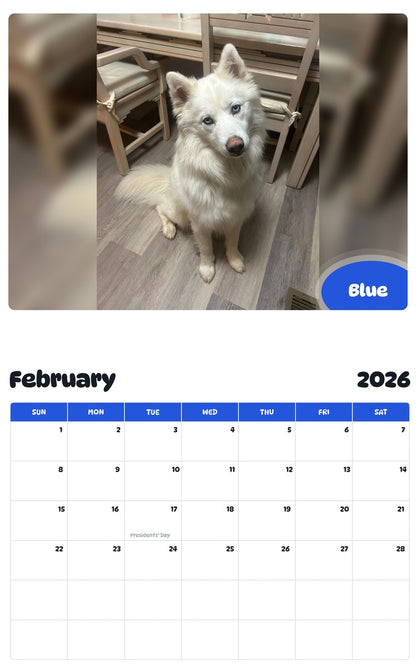 October 2025 - September 2026 Blue - Pawidols Pet Calendar