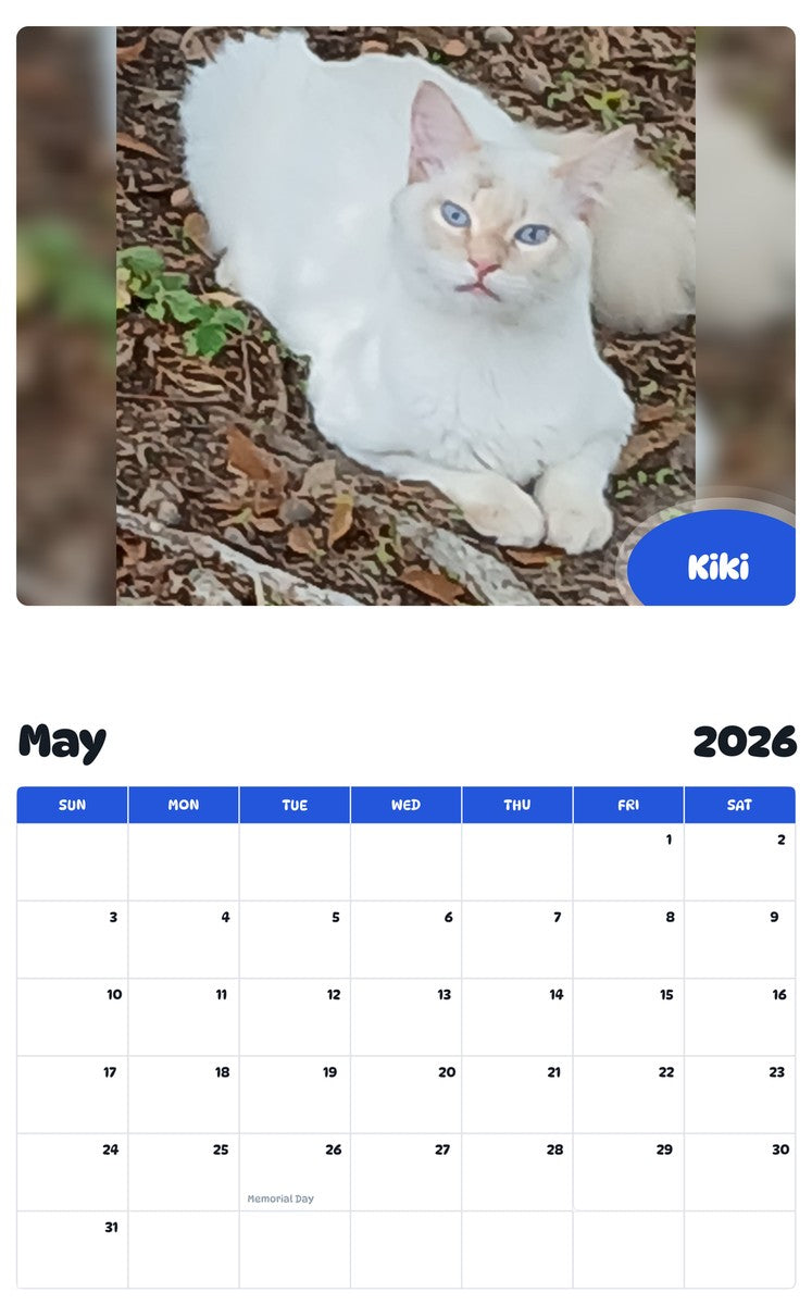 2026 - 2027 Kiki - Pawidols Pet Calendar