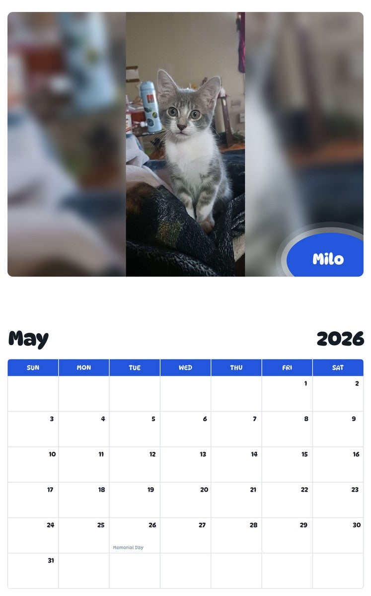 2026 - 2027 Milo - Pawidols Pet Calendar