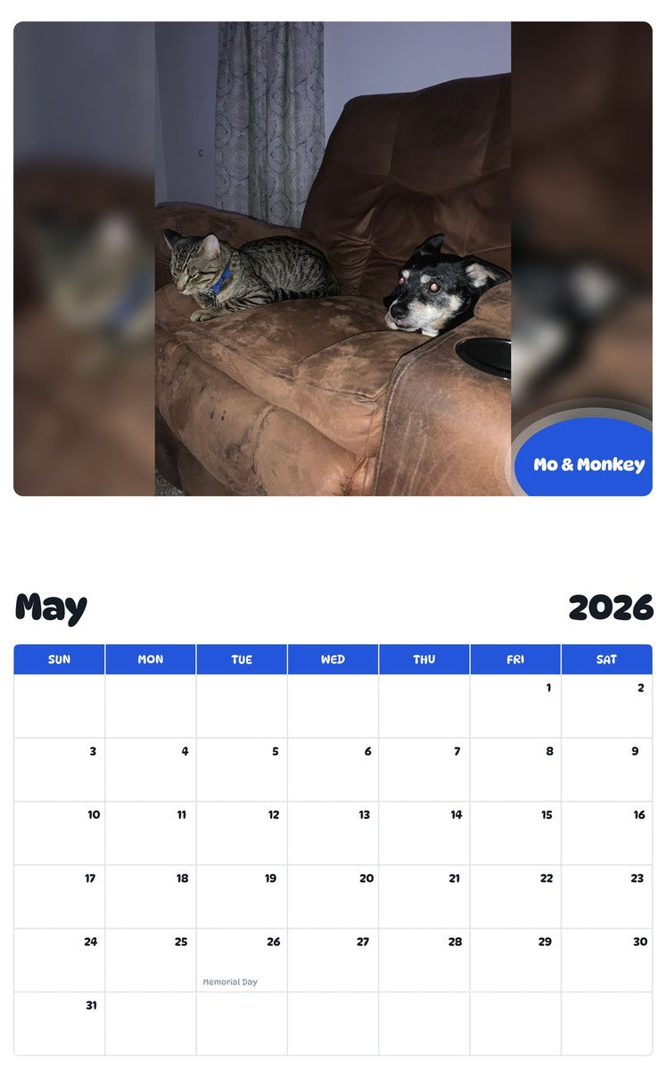 2026 - 2027 Mo & Monkey - Pawidols Pet Calendar