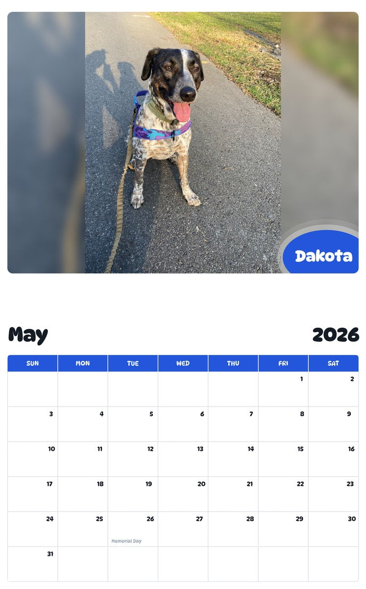 2026 - 2027 Dakota - Pawidols Pet Calendar
