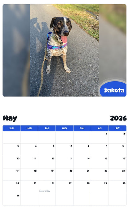 2026 - 2027 Dakota - Pawidols Pet Calendar