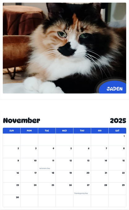 July 2025 - June 2026 Jaden - Pawidols Pet Calendar